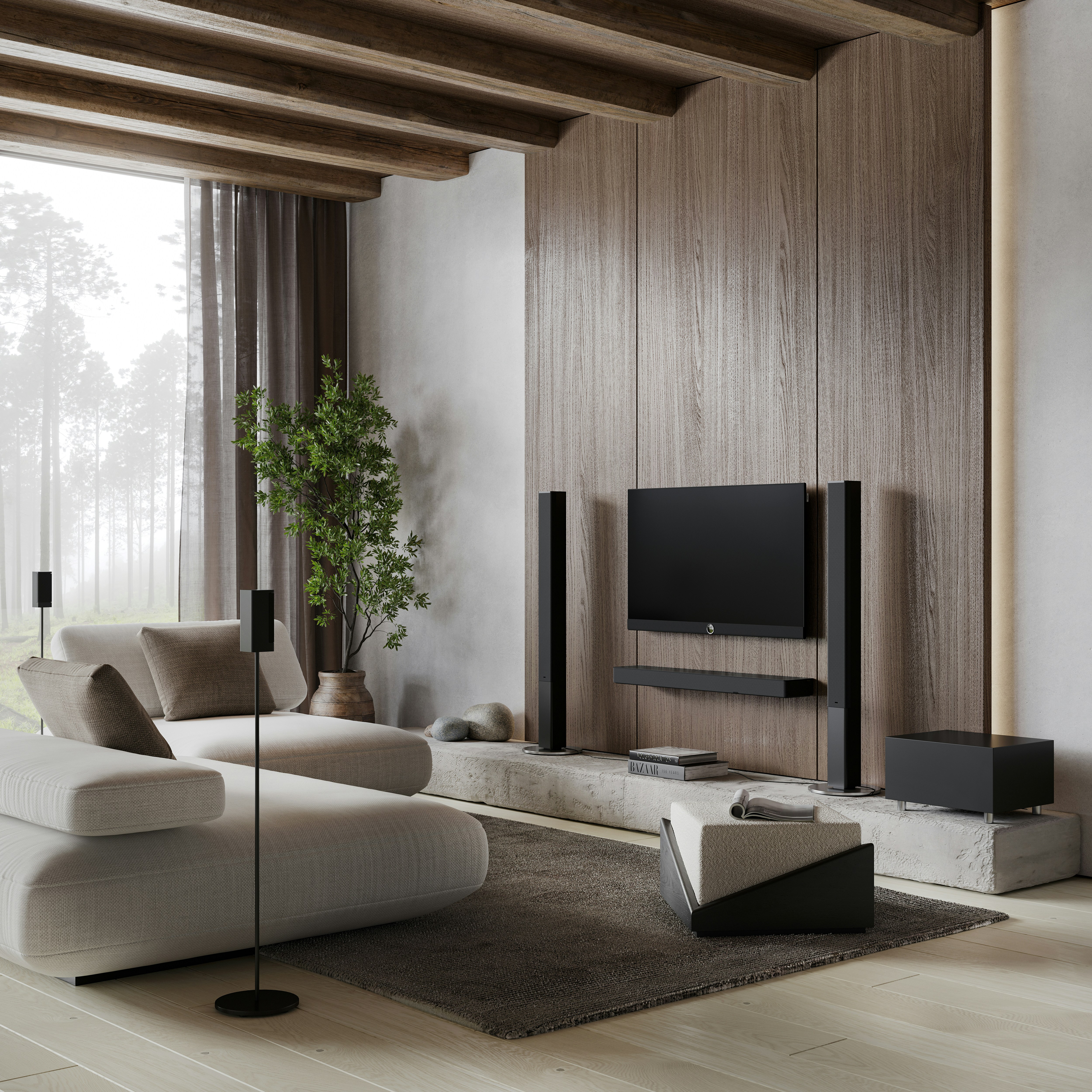 a living room with a couch and a tv